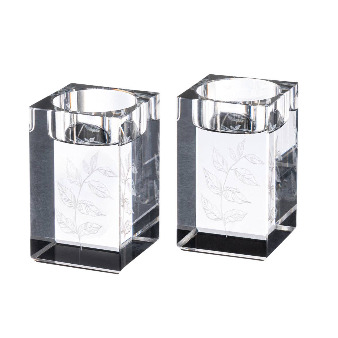 Waterdale Collection - Engraved Crystal Tea Light Holders: Clear