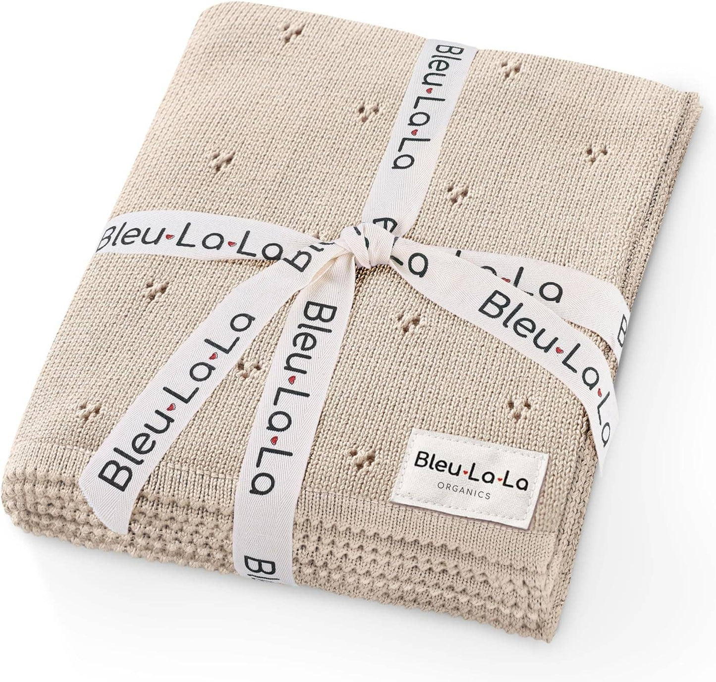 Bleu La La - 100% Organic Cotton Pointelle Swaddle Receiving Baby Blanket: Butter Cream