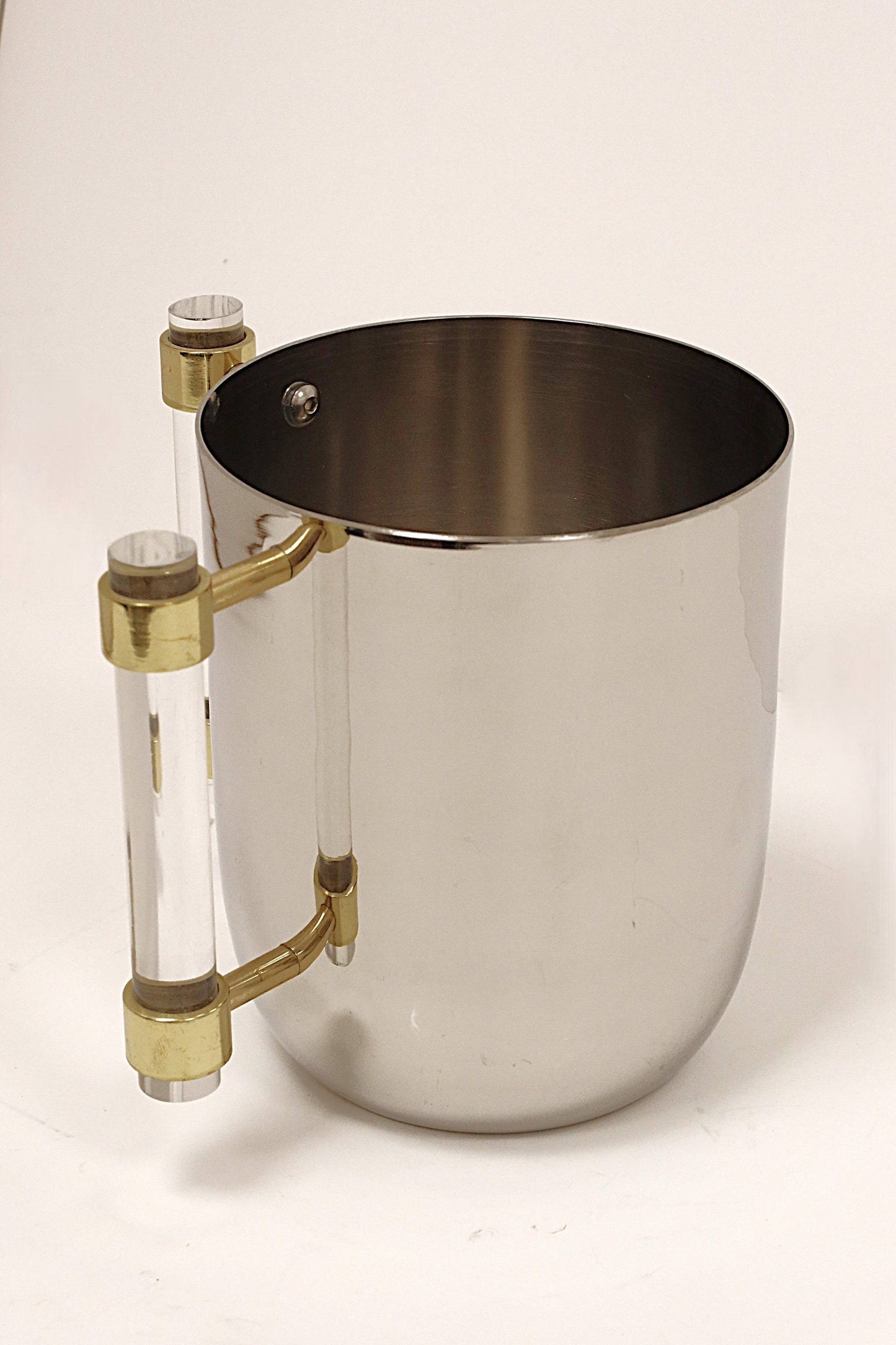 VIVIENCE - Metal Wash Cup Gold with Cylinder  Handles - 5.1"H: Silver/Clear Handles