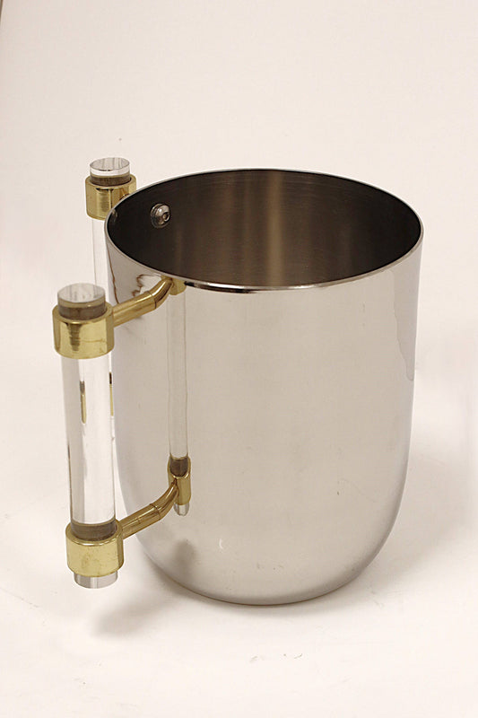 VIVIENCE - Metal Wash Cup Gold with Cylinder  Handles - 5.1"H: Silver/Clear Handles