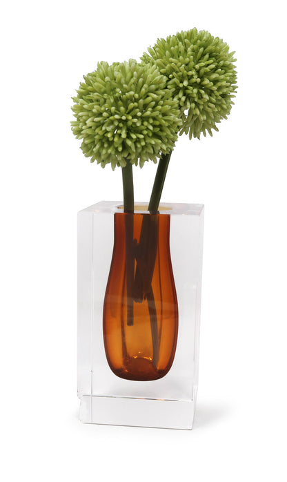 VIVIENCE - Double Wall Crystal Bud Vase Colored Inner