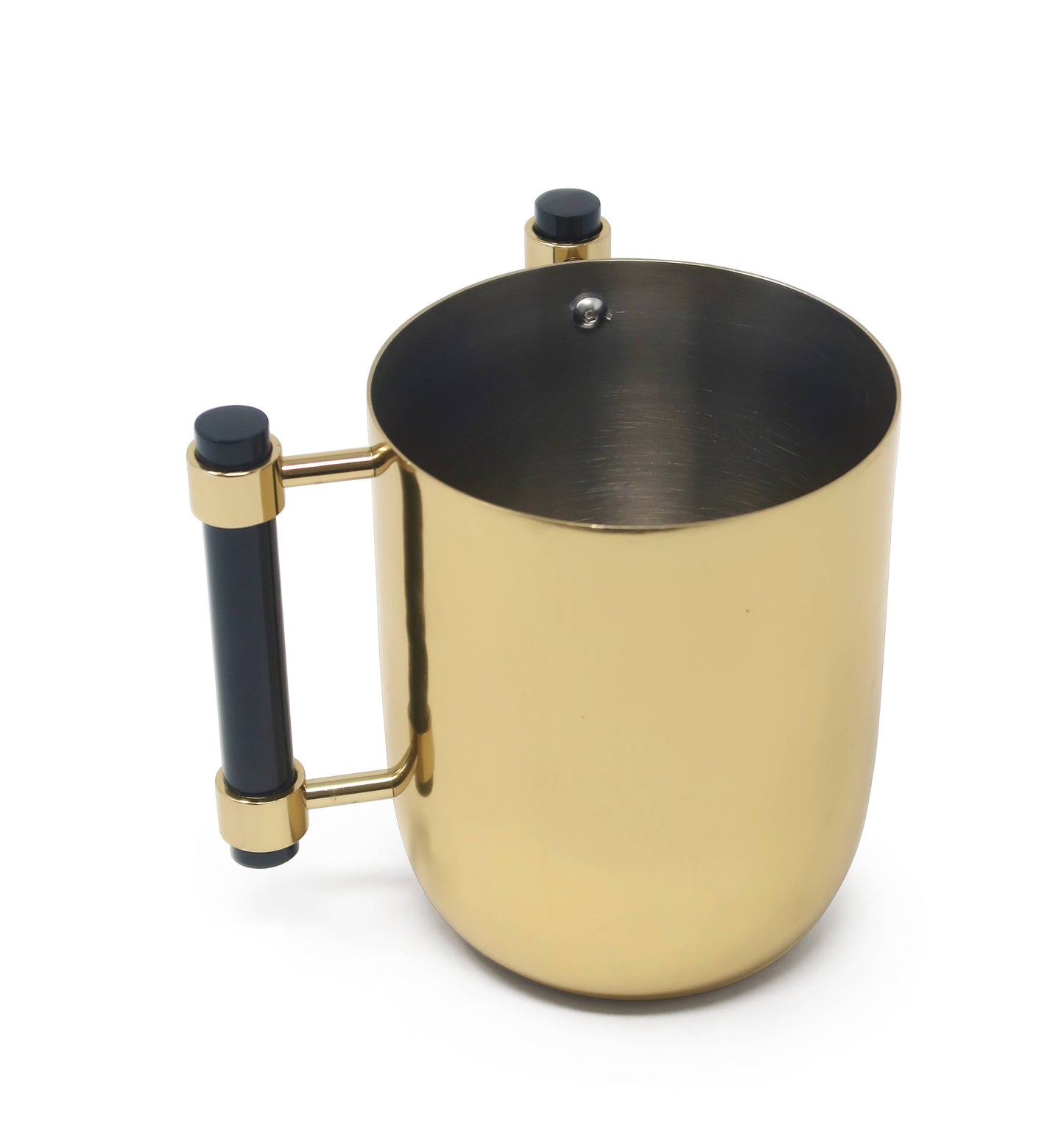 VIVIENCE - Metal Wash Cup Gold with Cylinder  Handles - 5.1"H: Silver/Clear Handles