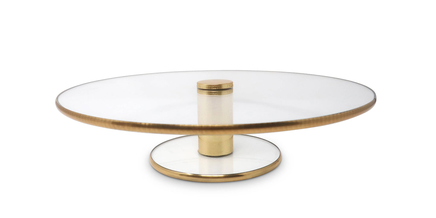 VIVIENCE - Glass Cake Plate With Gold Trim