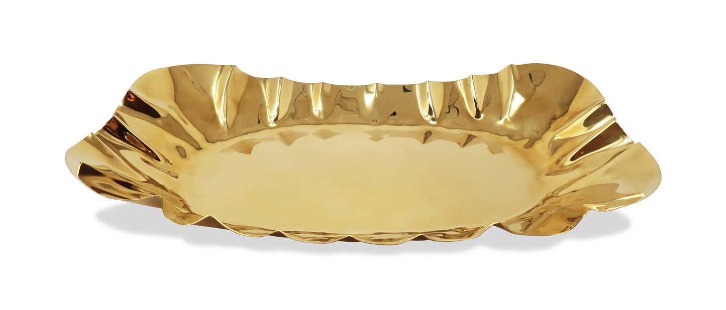 VIVIENCE - Stainless Steel Hammered Serving Tray, 17.25"L: Gold