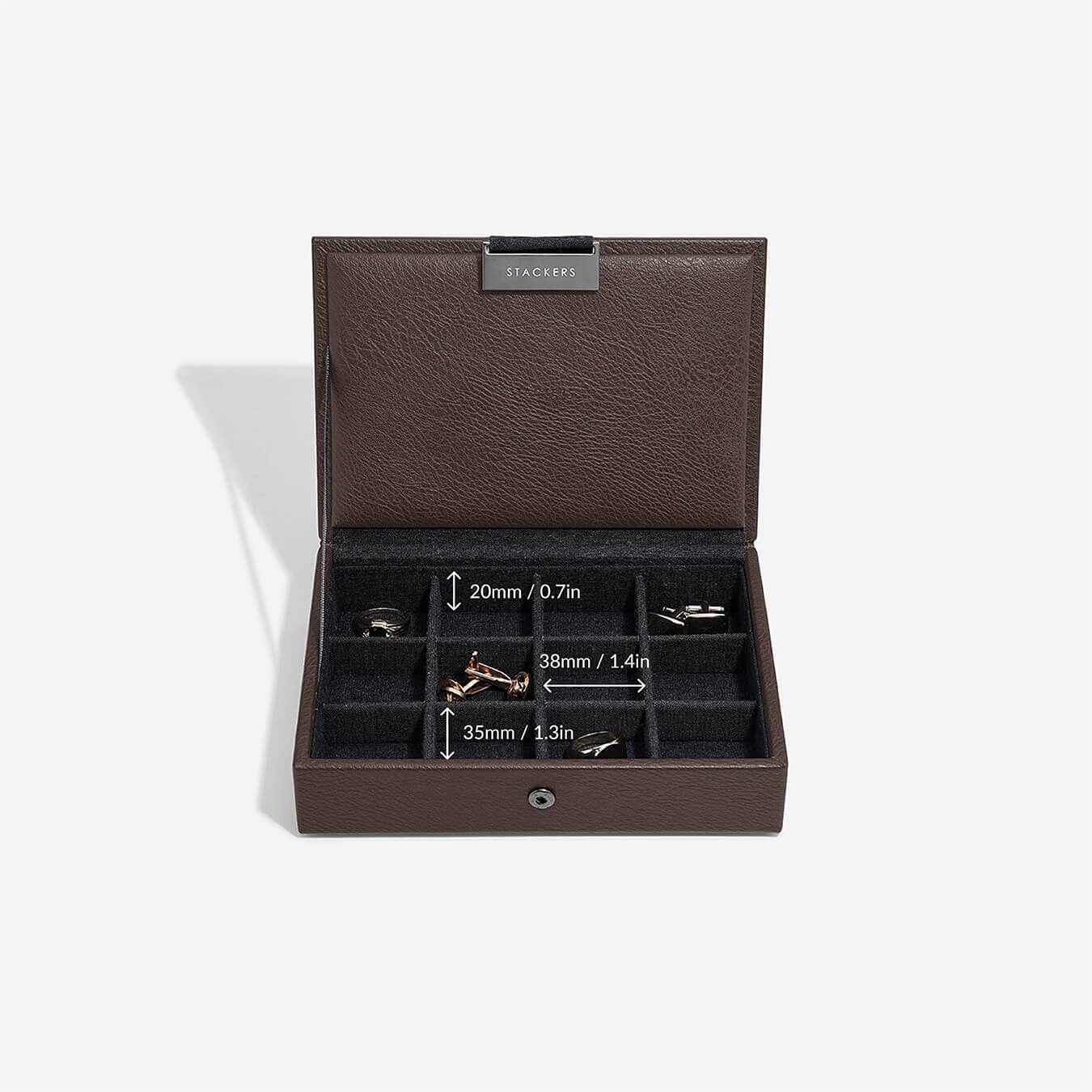 Stackers - Brown Lidded Mini Cufflink Box