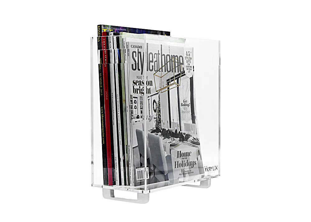 Krifts Products - Slim Magazine Holder Hand Crafted Acrylic: Gold