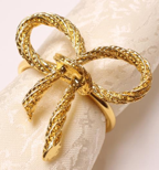 TAJ Designs 1 Rope Bow Gold Napkin Ring