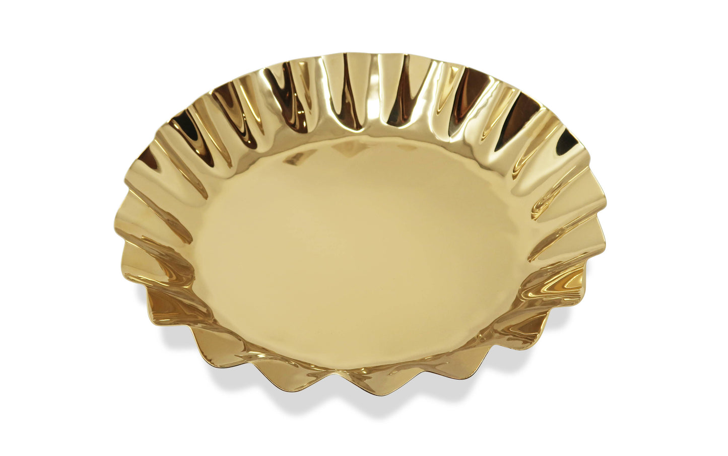 VIVIENCE - Stainless Steel Tray with Wavy Edge, 14.25"D
