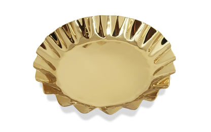 VIVIENCE - Stainless Steel Tray with Wavy Edge, 14.25"D