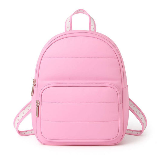 Top Trenz Inc - Pink Puffer Mini backpack with Heart Straps