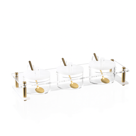 Waterdale Collection - Suspended Pearlstone Dip Bowl Set: Gold