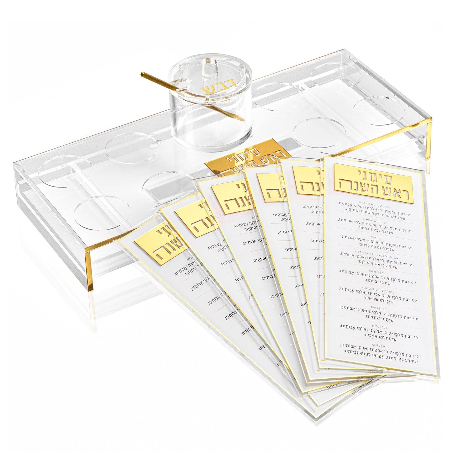 Waterdale Collection - Suspended Simanim Tray Card Set: Gold