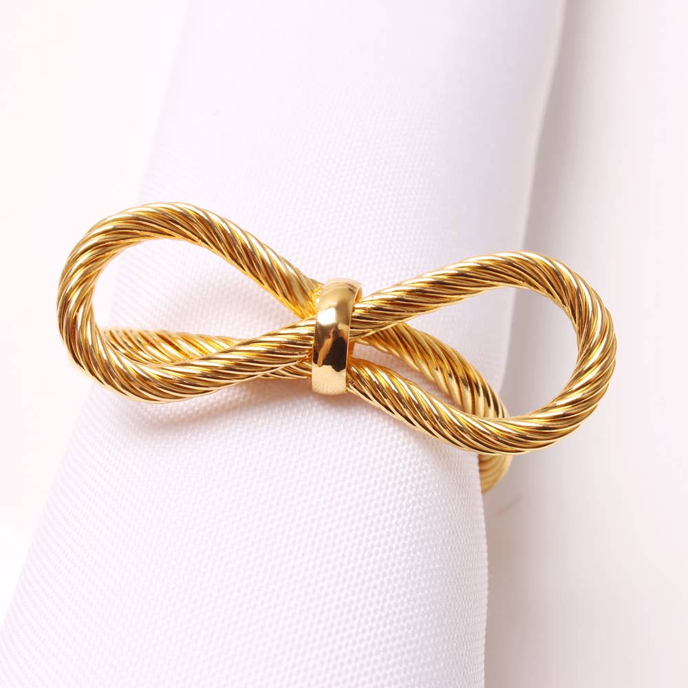 TAJ Designs 1 Rope Bow Gold Napkin Ring