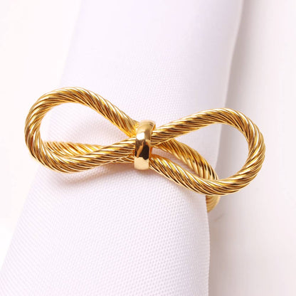 TAJ Designs 1 Rope Bow Gold Napkin Ring