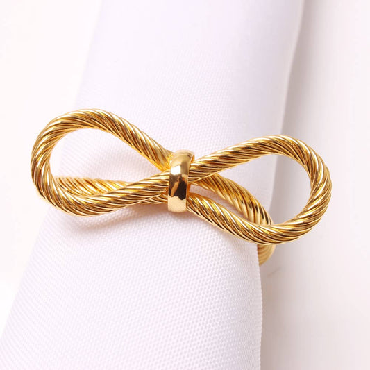 TAJ Designs 1 Rope Bow Gold Napkin Ring