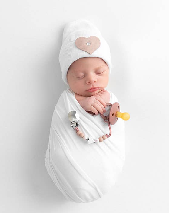 Adora Baby Gifts - Blush Heart Girls Pacifier Clip
