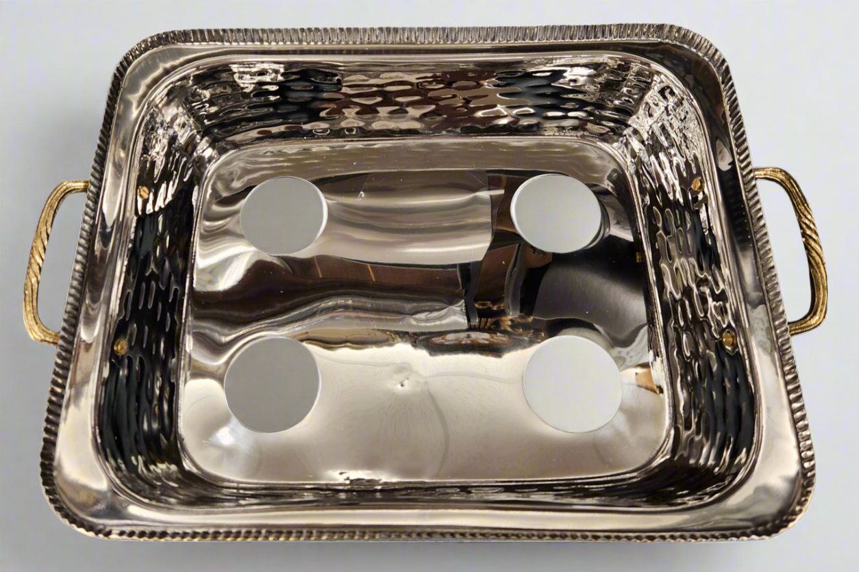 TAJ Designs Hammered Pan Holder With Gold Accent