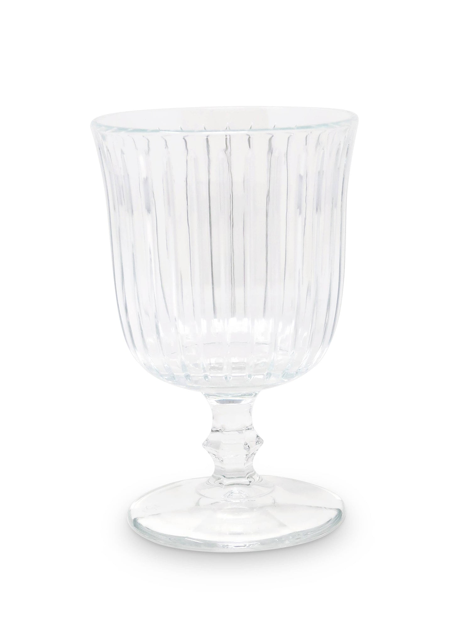VIVIENCE - Set of 6 Short Stemmed Water Glasses with Clear Linear Cut