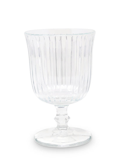 VIVIENCE - Set of 6 Short Stemmed Water Glasses with Clear Linear Cut