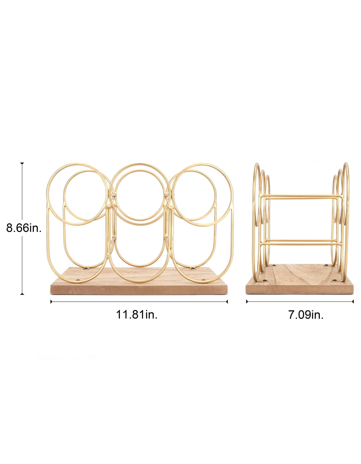 DesignStyles Home - Wooden Base Metal Gold Color Wine Rack