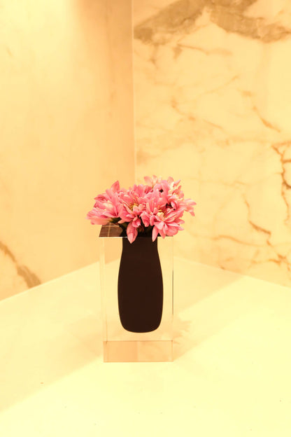 VIVIENCE - Double Wall Crystal Bud Vase Colored Inner