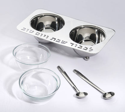 Godinger - Shabes Salt and Pepper Set with Spoons