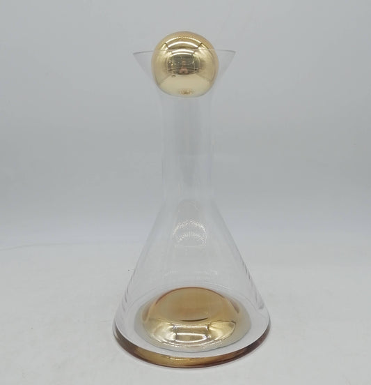 VIVIENCE - Glass Decanter With Gold Base and Ball Lid