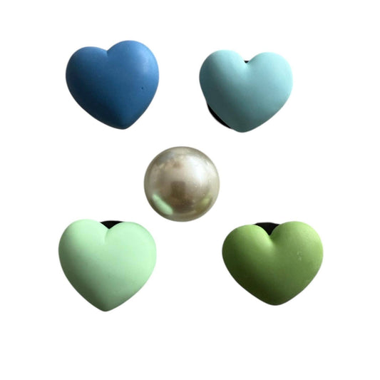 CrocBagg - Set of 3 Green & Blue Heart Bag Charms