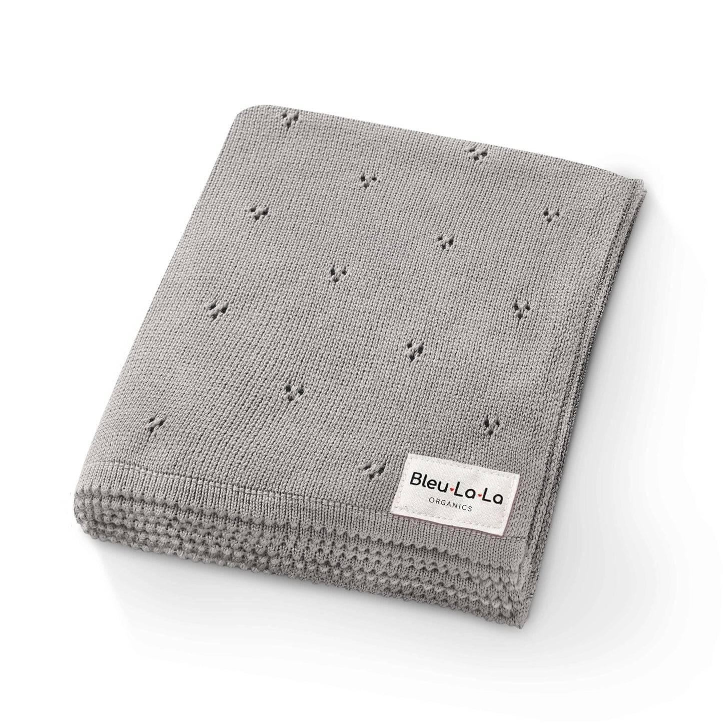 Bleu La La - 100% Organic Cotton Pointelle Swaddle Receiving Baby Blanket: Dove Grey