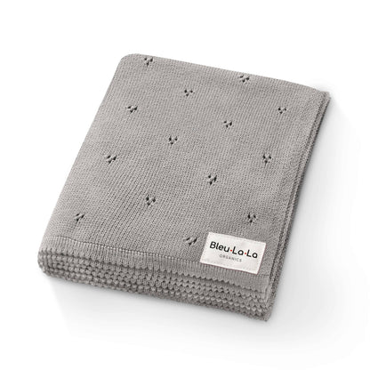 Bleu La La - 100% Organic Cotton Pointelle Swaddle Receiving Baby Blanket: Dove Grey